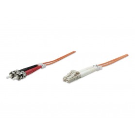 Intellinet 471312 Fiber Optic Patch Cable OM1 LC to ST Duplex Multimode Orange