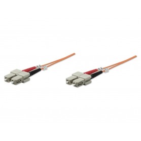 Intellinet 515825 Fiber Optic Patch Cable OM1 SC to SC Duplex Multimode Orange