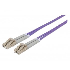 Intellinet 750882 Fiber Optic Patch Cable OM4 LC to LC Duplex Multimode Violet