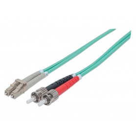 Intellinet 751001 Fiber Optic Patch Cable OM3 ST to LC Duplex Multimode
