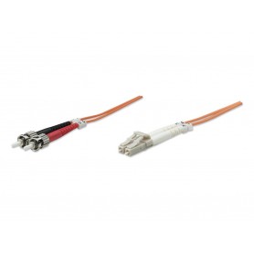 Intellinet 471329 Fiber Optic Patch Cable Orange OM1 LC to ST Duplex Multimode