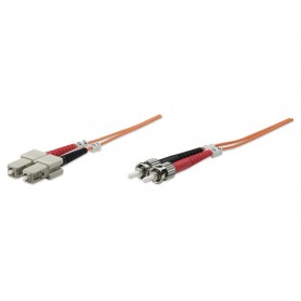 Intellinet 510349 Fiber Optic Patch Cable Orange OM1 ST to SC Duplex Multimode