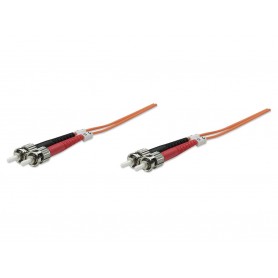 Intellinet 511216 Fiber Optic Patch Cable Orange Duplex Multimode OM1 ST to ST