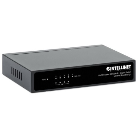 Intellinet 561082 PoE-Powered 5-Port Gigabit Switch with PoE Passthrough