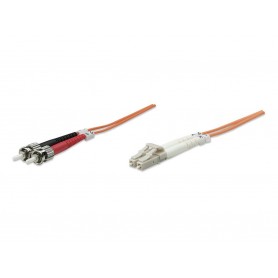 Intellinet 470445 Fiber Optic Patch Cable OM2 LC to ST Duplex Multimode