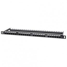 INTELLINET 721073 Cat6 24-Port Patch Panel, 0.5U