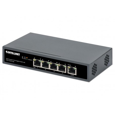 INTELLINET 561808 PoE-Powered 5-Port Gigabit Switch with PoE Passthrough