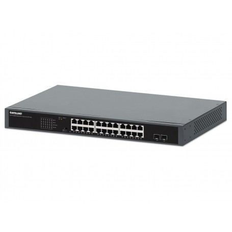 INTELLINET 561907 24-Port Gigabit Ethernet PoE+ Switch with 2 SFP Ports