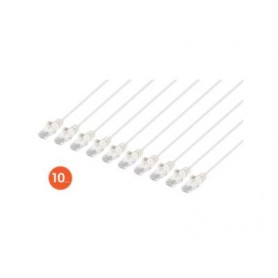 INTELLINET 744270 3 ft Cat6 U/UTP Slim Network Patch Cable (10-Pack, White)