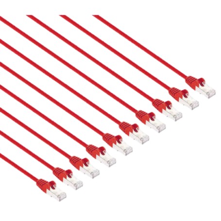 Intellinet 745512 Cat8 1 U FTP Slim Network Patch Cable 0 5 ft Red 10 Pack