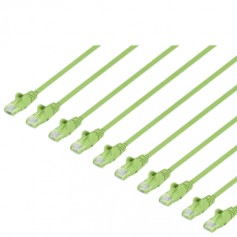 INTELLINET 744584 Cat6 U UTP Slim Network Patch Cable 0 5 ft Bright Green 10 Pack
