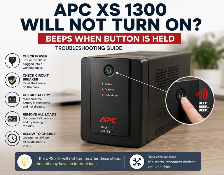 APC XS 1300 Will Not Turn On - Beeps When Button Is Held